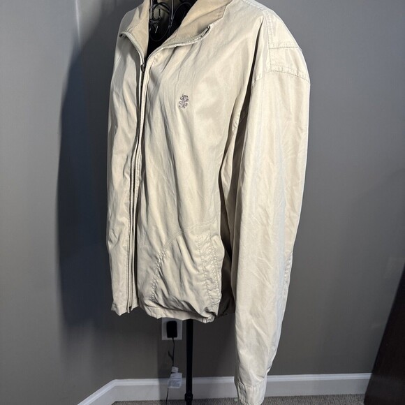 IZOD Jacket Men Medium Beige Long Sleeve Polyester Blend Mesh Lined Full Zip - Picture 3 of 10
